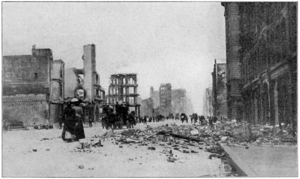The aftermath of the Earthquake, Looking East on Market Street