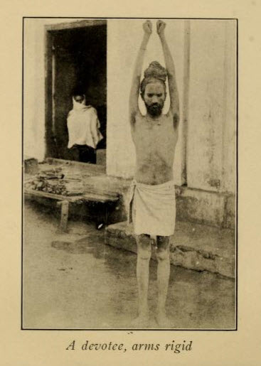 Hindu Devotee With Arms Rigid