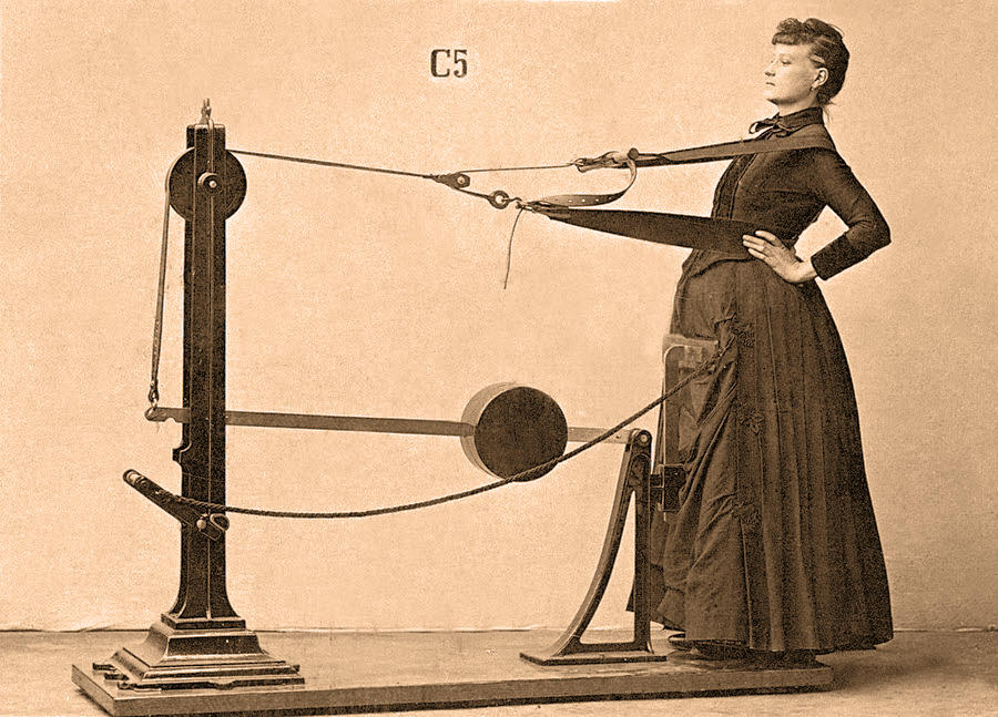Victorian era fitness machine to strengthen the back