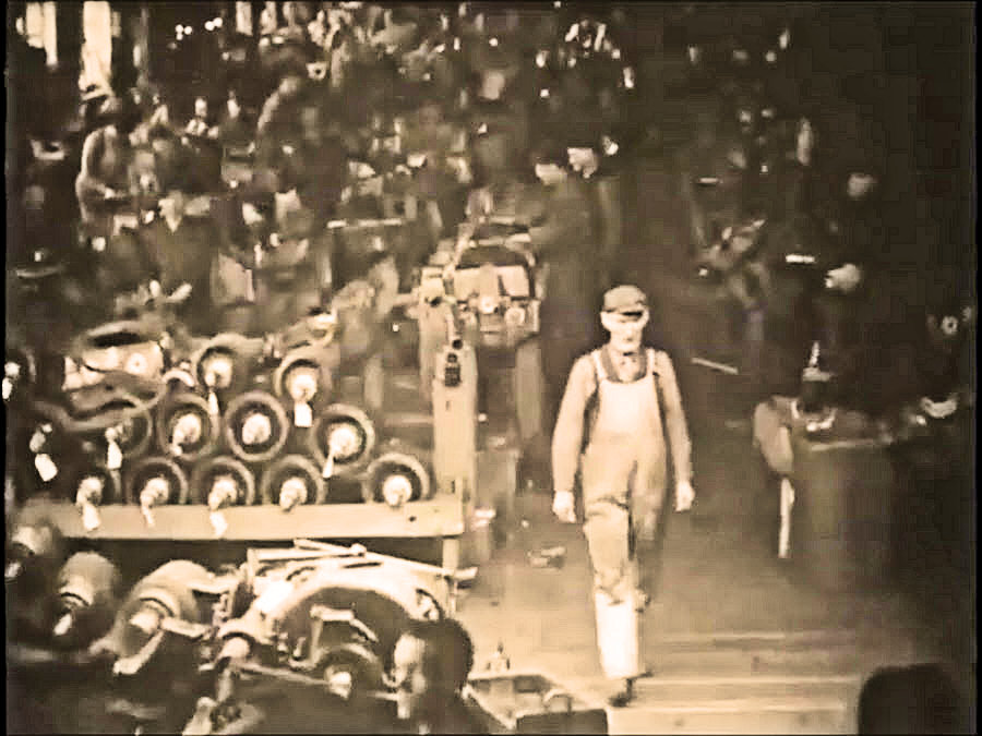 Worker in overalls