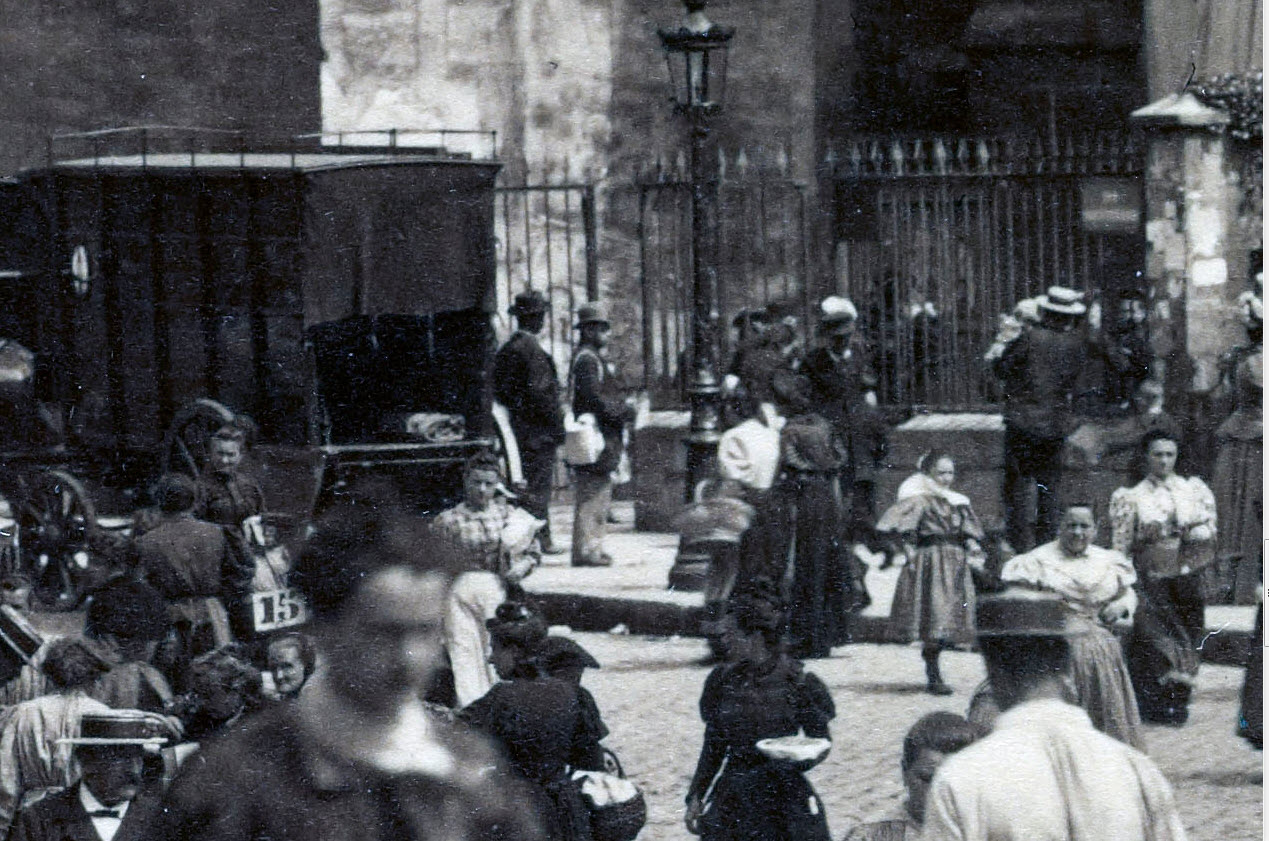 Close Up of People Outside the Church